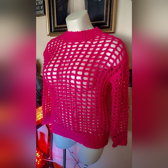 Urban Outfitters Pink Open-Knit Sweater 🩷 - Picture 3 of 7